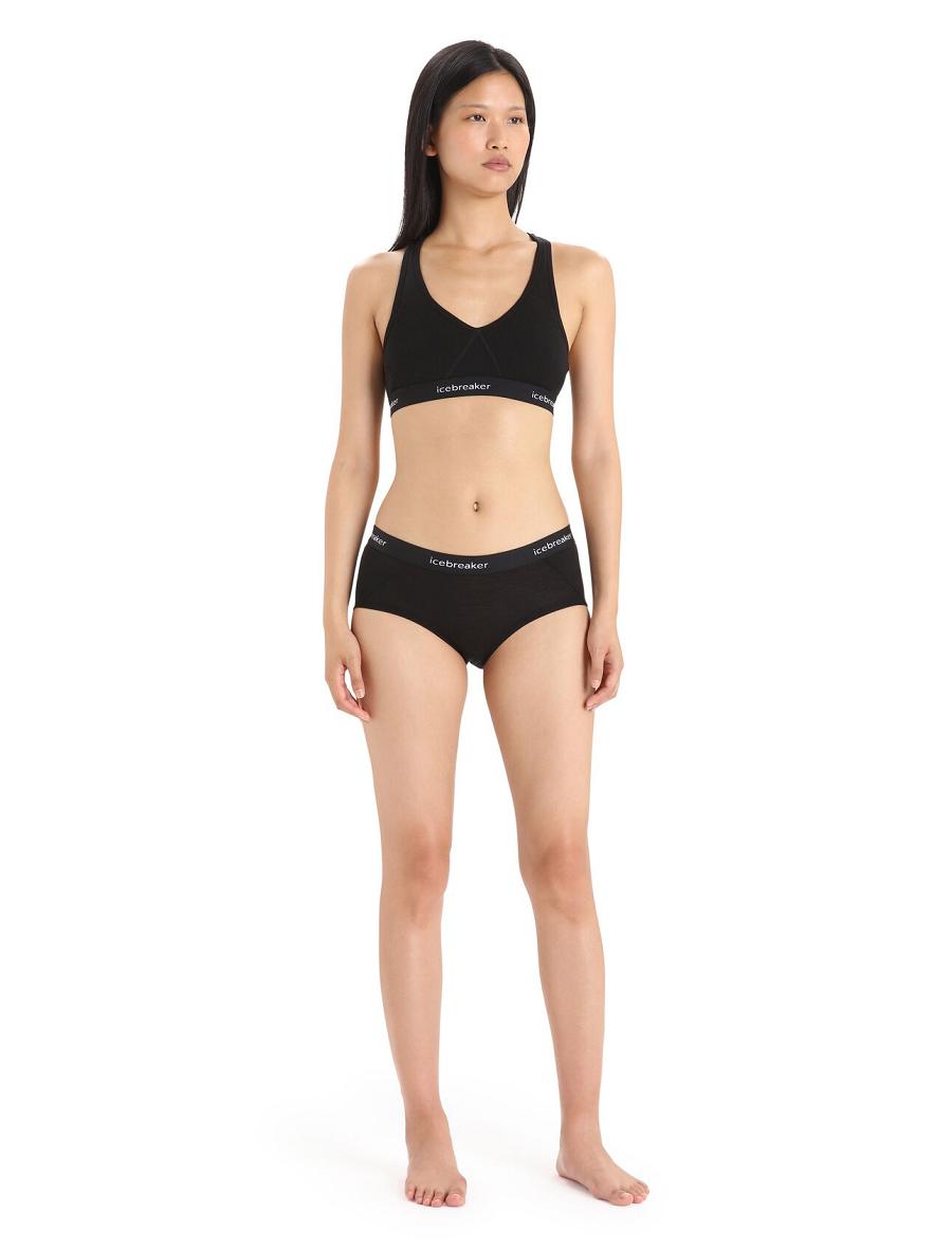 Black Icebreaker Merino Sprite Hot Pants Women's Underwear | AU 1708BEXC